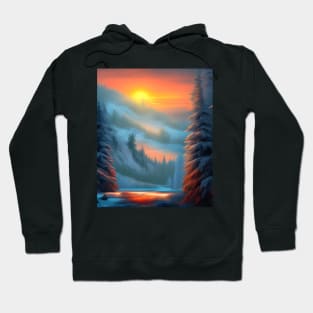 colorful winter sunset Hoodie